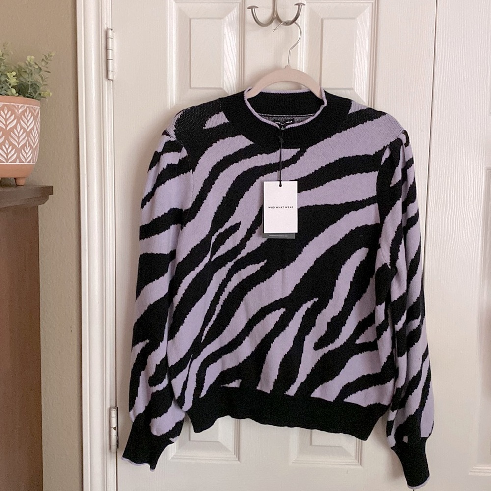 NWT WHO WHAT WEAR BY TARGET ZEBRA STRIPE SWEATER SIZE L
